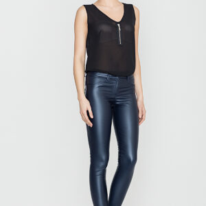 Skórzane spodnie rurki (Granatowy, M)