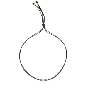 Bransoletka gold Luck White cyrkonia na Czarnej nitce