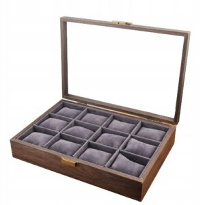 Pudełko etui szkatułka na zegarki 12 sztuk  drewno