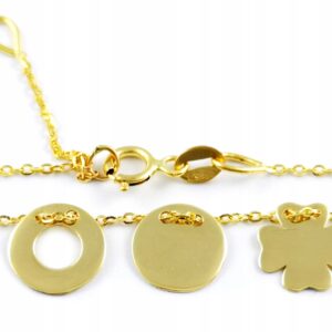 Bransoletka Na Nogę Kółko Koniczynka Złoto 585