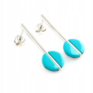 Długie Kolczyki Celebrytki Turkus Srebro 925
