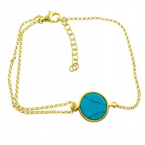 Złota Bransoletka Celebrytka Turkus Srebro 925