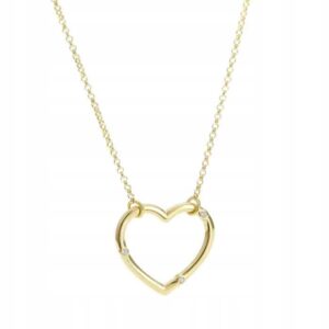 Złoty Naszyjnik Celebrytka Serce Srebro 925