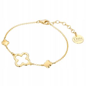 Bransoletka Celebrytka Pozłacana Koniczynka Srebro