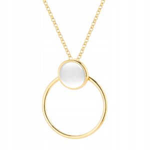 Złoty Naszyjnik Celebrytka Masa Perłowa Srebro 925