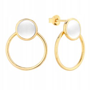 Złote Kolczyki Kółka Masa Perłowa Srebro 925