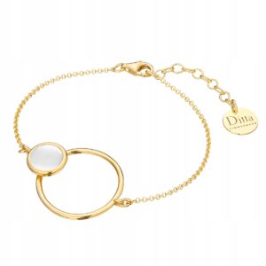 Złota Bransoletka Kółko Masa Perłowa Srebro 925