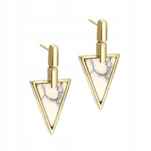 Złote Kolczyki Celebrytki Howlit Srebro 925