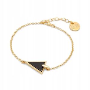 Złota Bransoletka Celebrytka Onyks Srebro 925