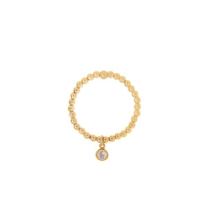 Pierścionek elastyczny gold cyrkonia