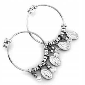 Piękne Kolczyki Kółka Medaliki Srebro 925 1