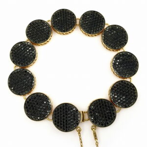Złota Bransoleta 585 Ręcznie Wykonana Czarne Kółka
