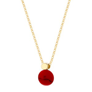 Złoty Naszyjnik Celebrytka Koral Srebro 925