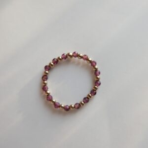 Pierścionek elastyczny gold mix granat