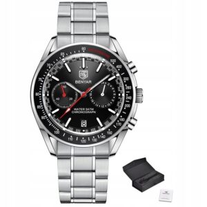 Zegarek Benyar BY5194 srebrny czarny bransoleta