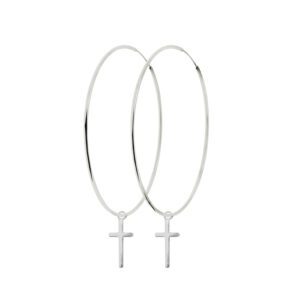Kolczyki koła z krzyżykami srebrne
