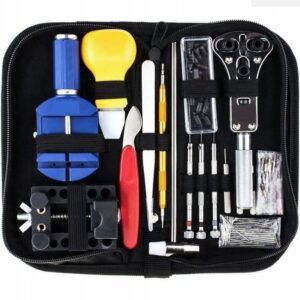 Zestaw zegarmistrzowski do naprawy zegarków, wymiany baterii, pasków, skracania bransolety